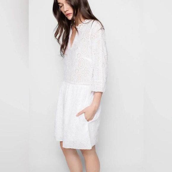 Zadig & Voltaire Riva White Eyelet Dress size M - Picture 1 of 4